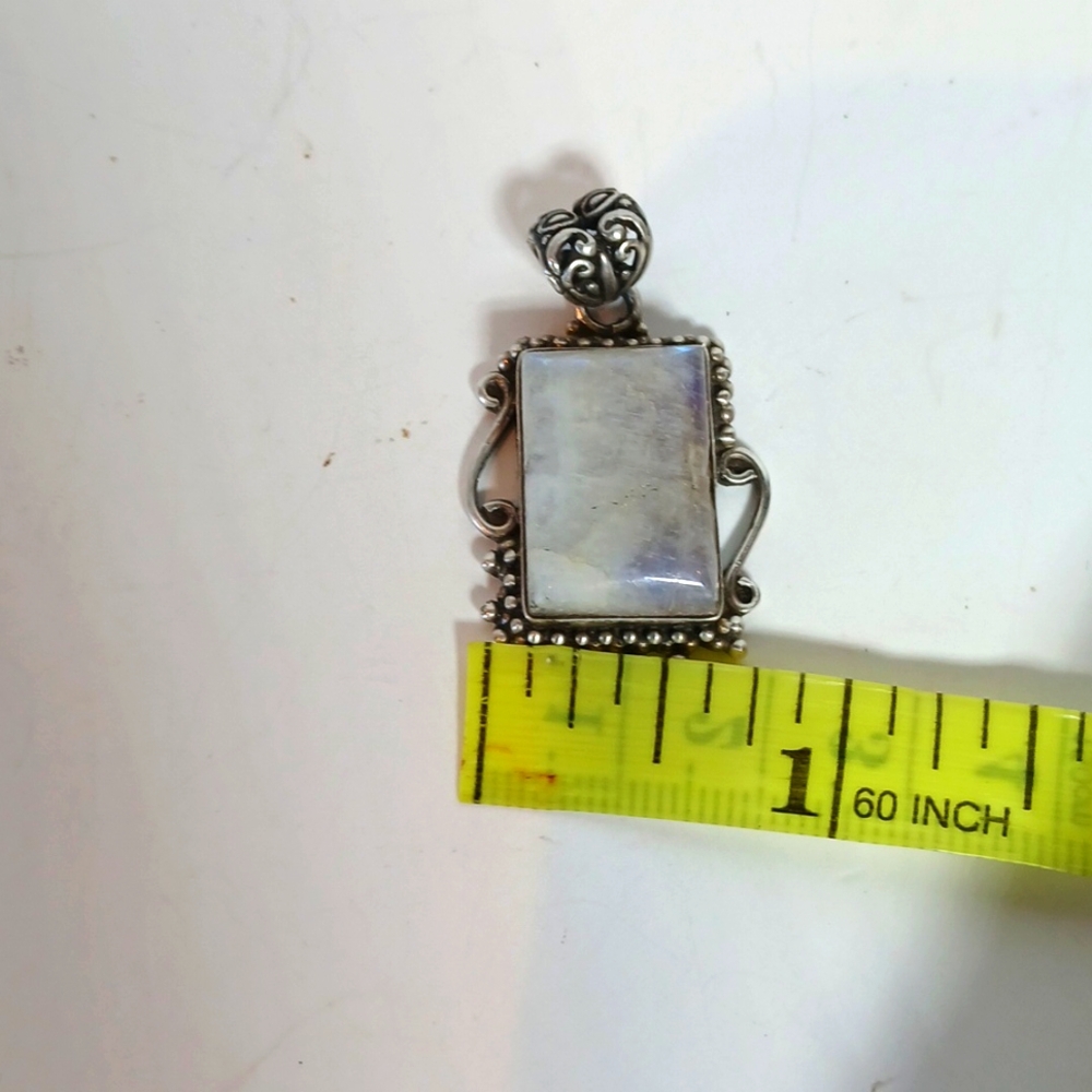 Rainbow Moonstone Rectangular Sterling Silver Pen… - image 6